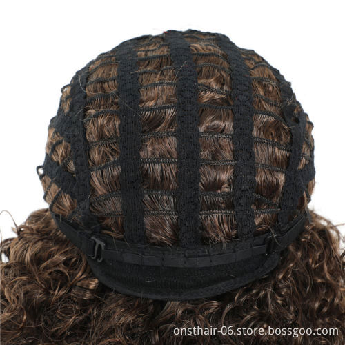 MYZYR own brand synthetic wig   cheap heat resistant high quality synthetic wig20Inch kinky curly synthetic wigLight Brown